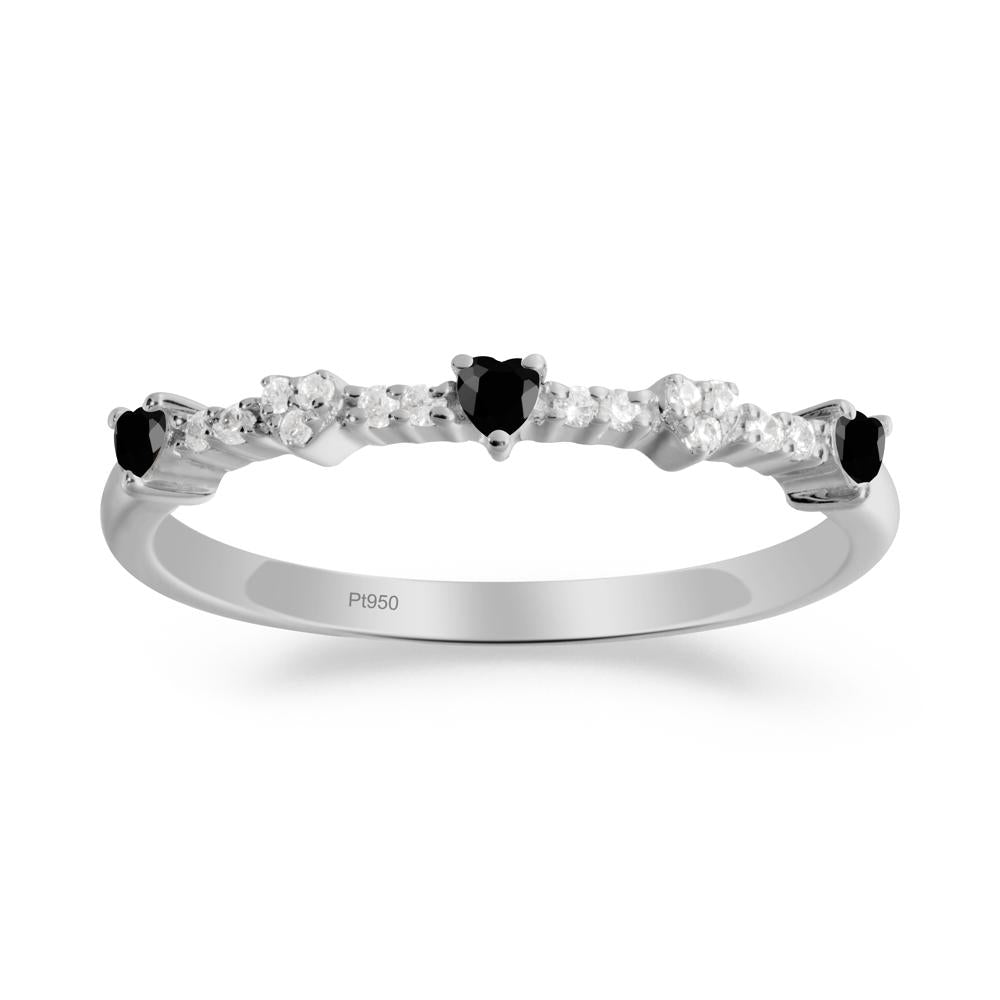 Simple Heart Shaped Black Spinel Promise Ring - LUO Jewelry #metal_platinum