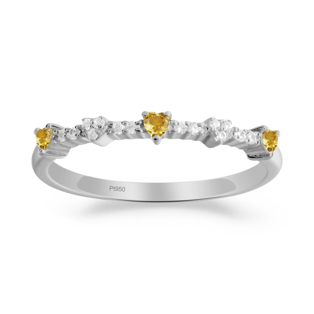 Simple Heart Shaped Citrine Promise Ring - LUO Jewelry #metal_platinum