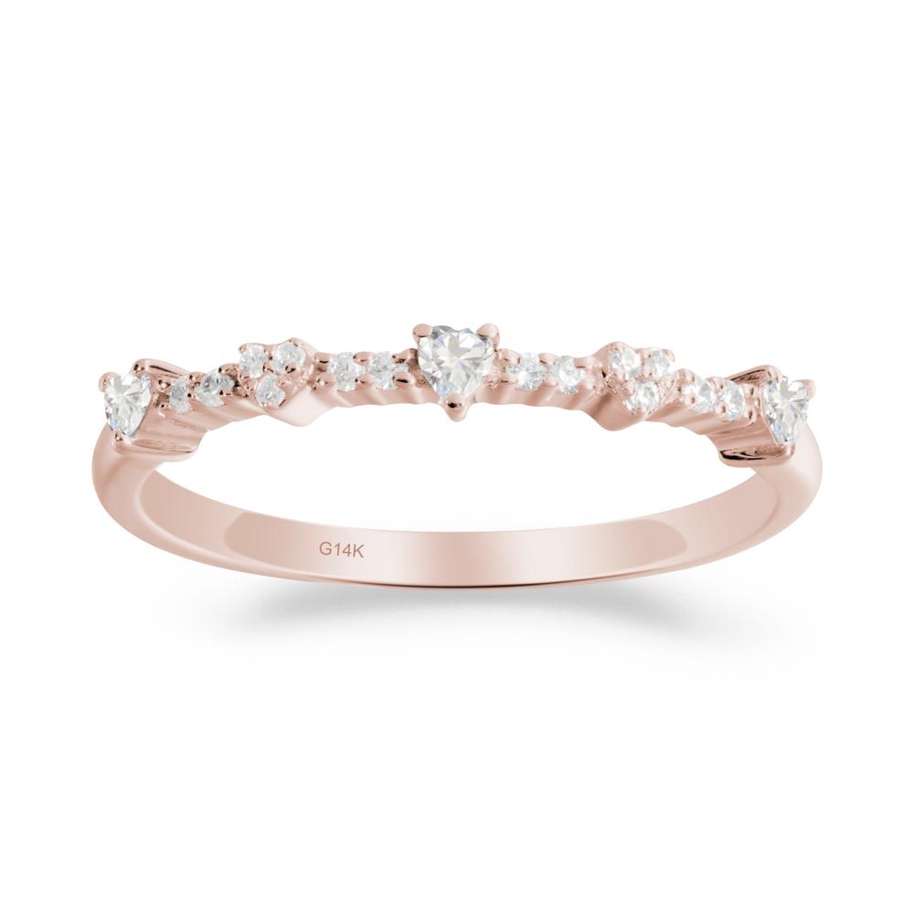 Simple Heart Shaped Cubic Zirconia Promise Ring - LUO Jewelry #metal_14k rose gold