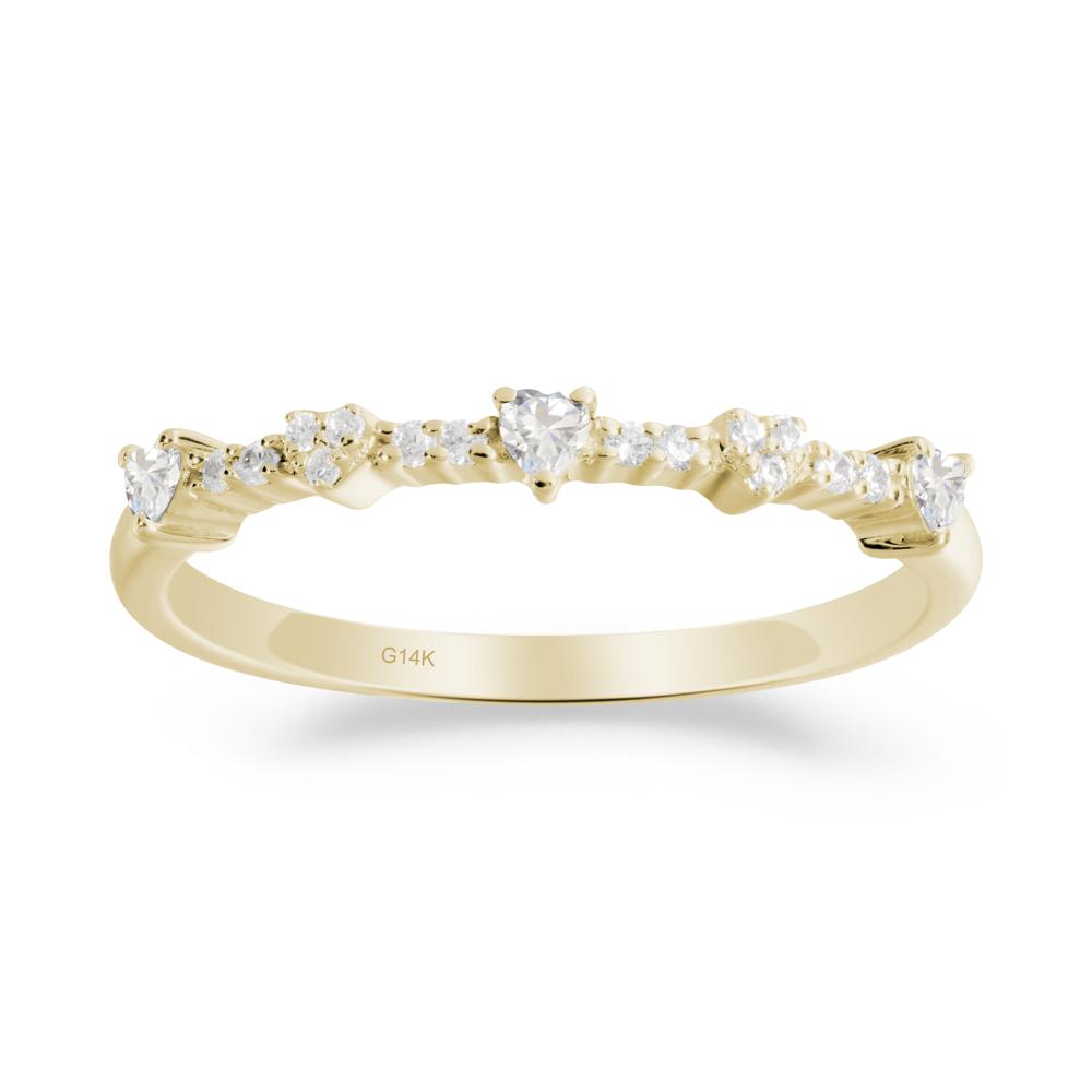 Simple Heart Shaped Cubic Zirconia Promise Ring - LUO Jewelry #metal_14k yellow gold