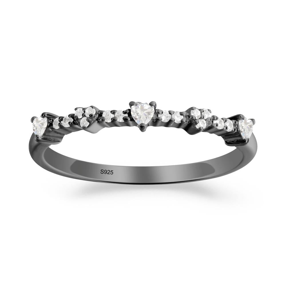 Simple Heart Shaped Cubic Zirconia Promise Ring - LUO Jewelry #metal_black finish sterling silver