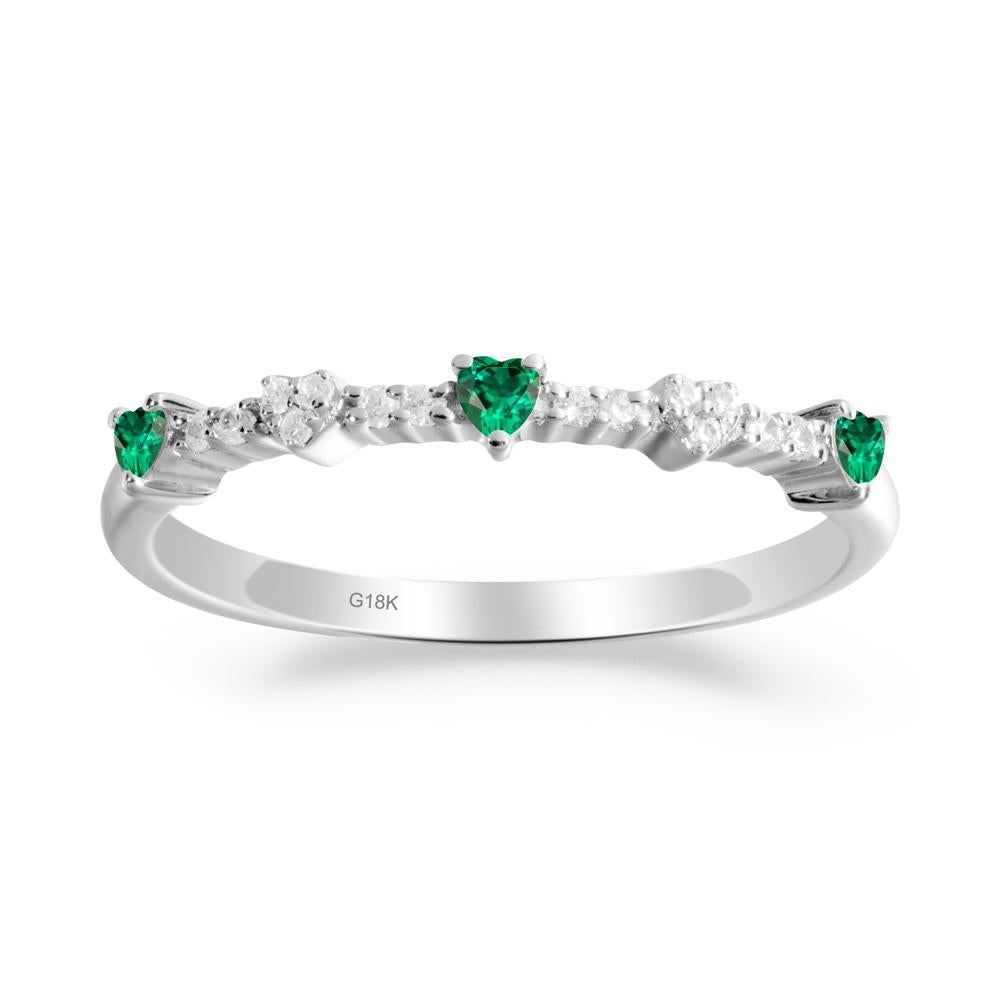 Simple Heart Shaped Emerald Promise Ring - LUO Jewelry #metal_18k white gold