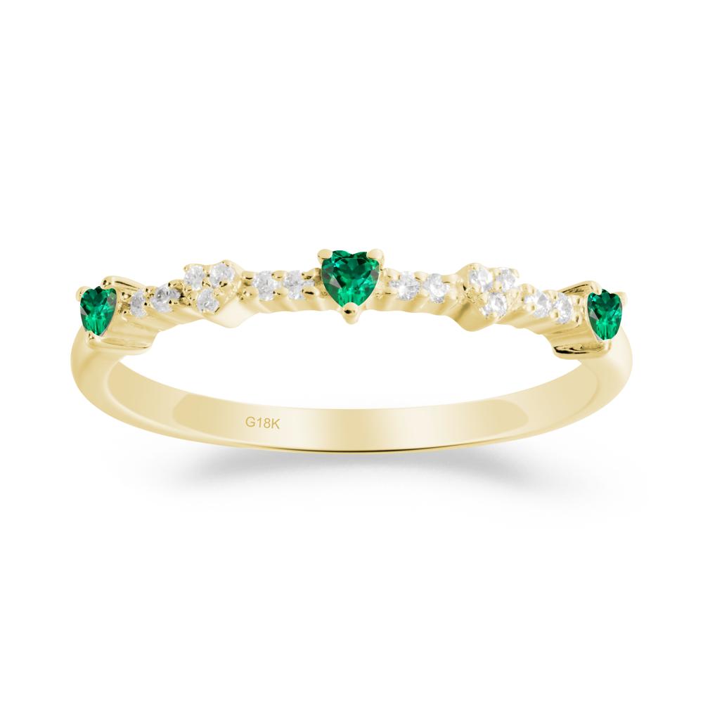 Simple Heart Shaped Emerald Promise Ring - LUO Jewelry #metal_18k yellow gold
