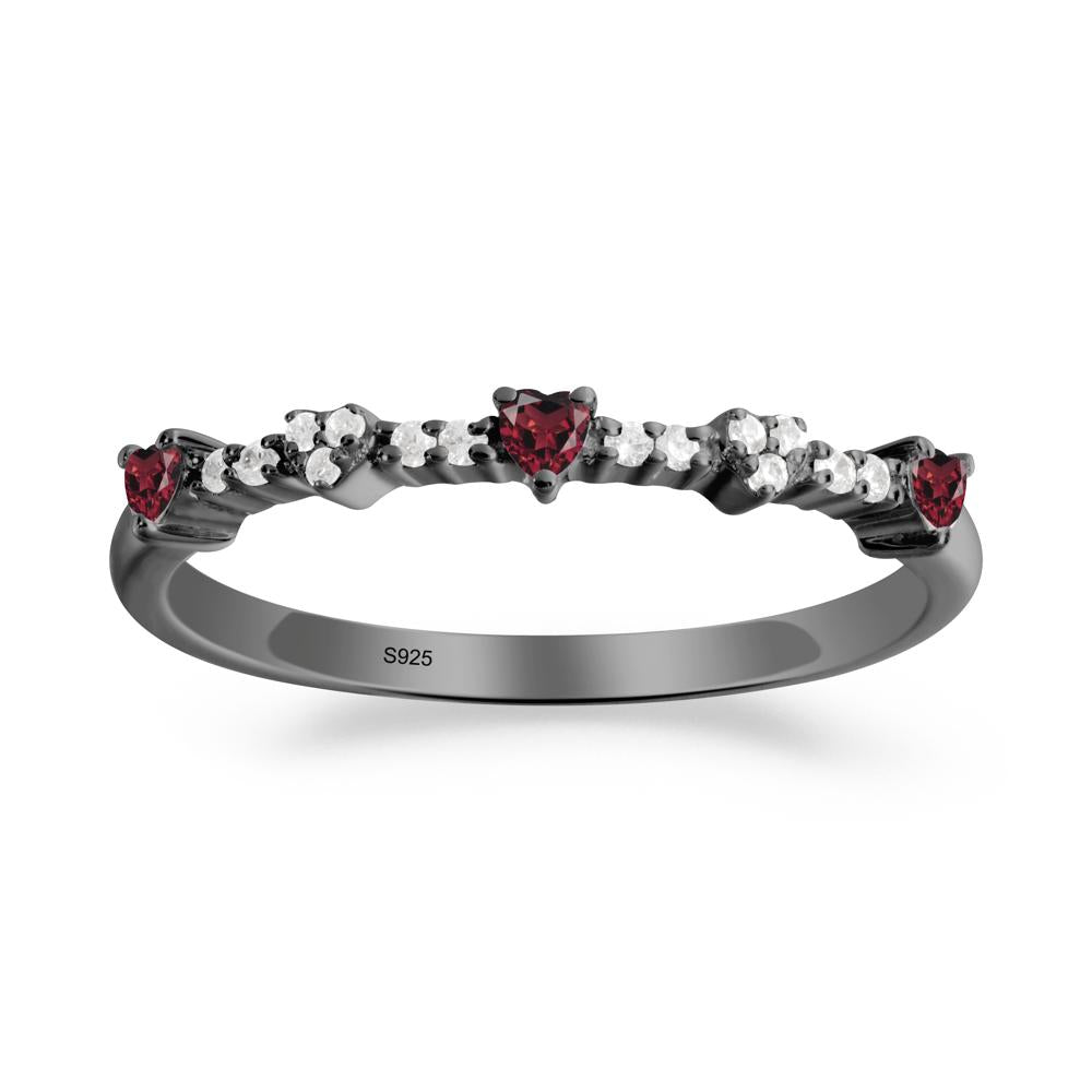 Simple Heart Shaped Garnet Promise Ring - LUO Jewelry #metal_black finish sterling silver