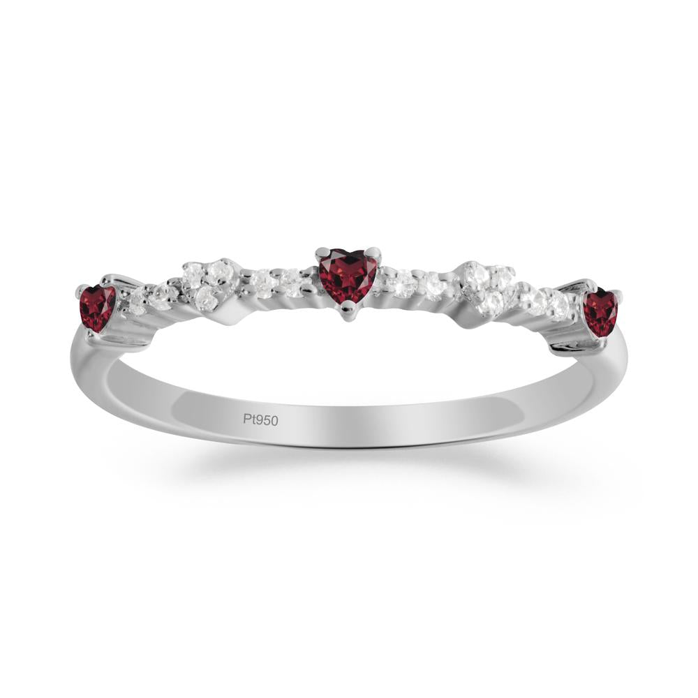 Simple Heart Shaped Garnet Promise Ring - LUO Jewelry #metal_platinum