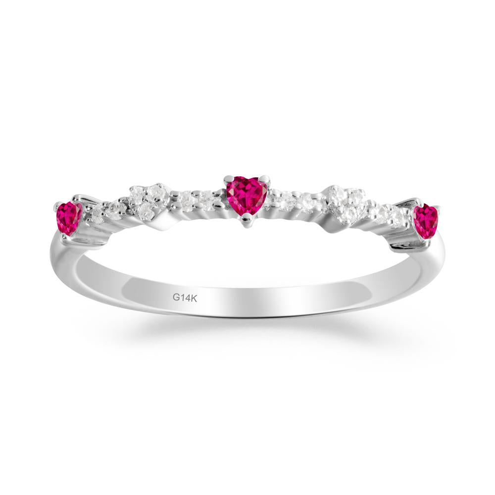 Simple Heart Shaped Ruby Promise Ring - LUO Jewelry #metal_14k white gold