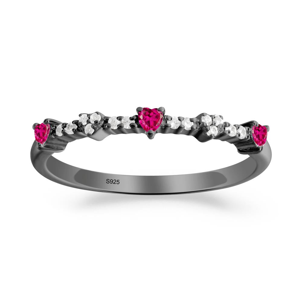 Simple Heart Shaped Ruby Promise Ring - LUO Jewelry #metal_black finish sterling silver