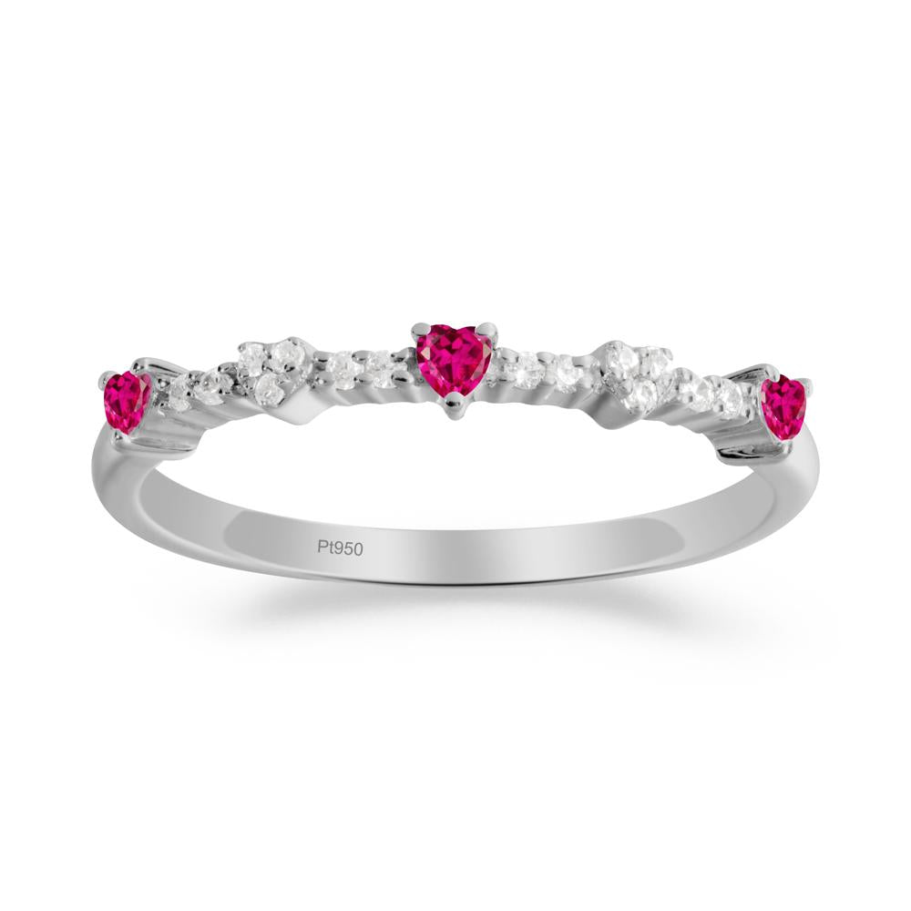 Simple Heart Shaped Ruby Promise Ring - LUO Jewelry #metal_platinum