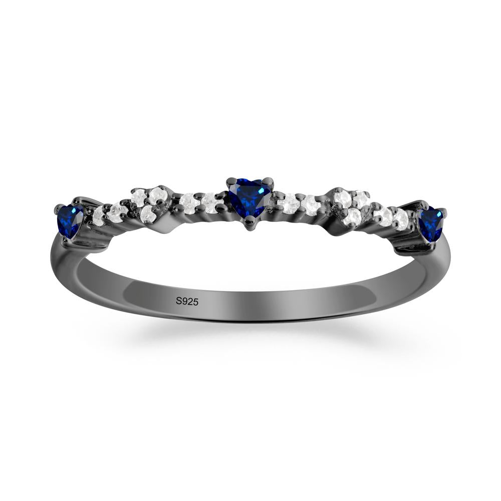 Simple Heart Shaped Sapphire Promise Ring - LUO Jewelry #metal_black finish sterling silver