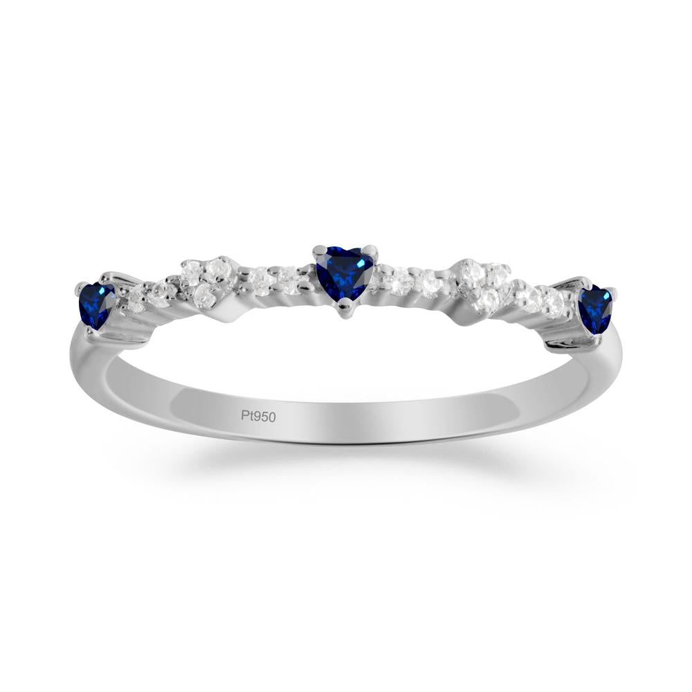 Simple Heart Shaped Sapphire Promise Ring - LUO Jewelry #metal_platinum