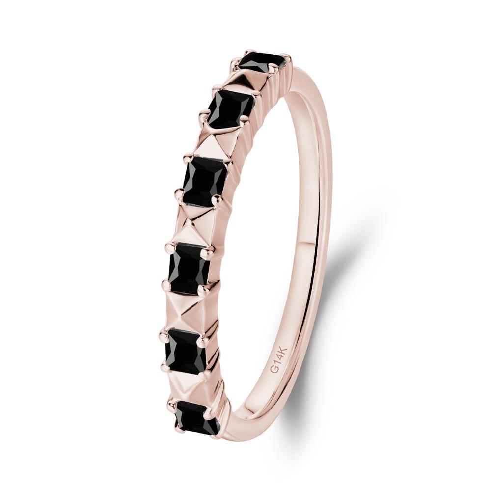 Princess Cut Black Spinel Anniversary Ring - LUO Jewelry #metal_14k rose gold