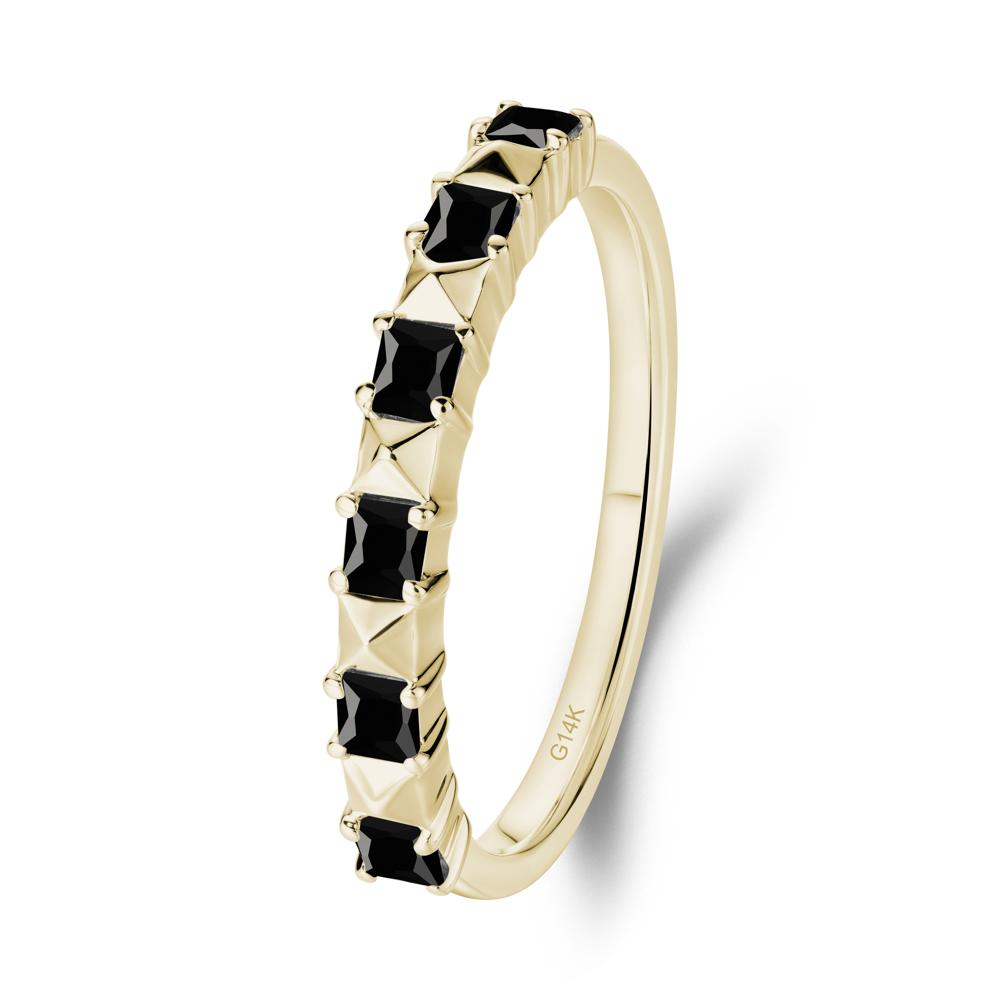 Princess Cut Black Spinel Anniversary Ring - LUO Jewelry #metal_14k yellow gold