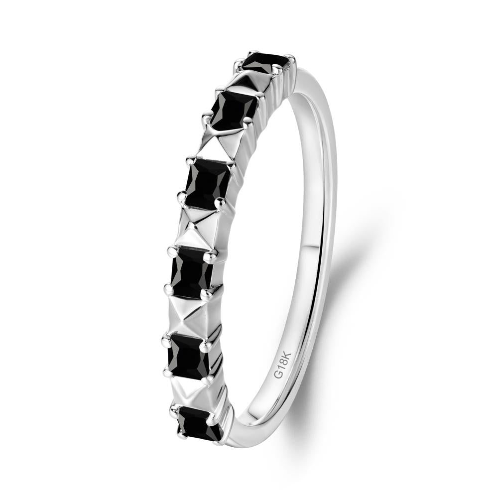 Princess Cut Black Spinel Anniversary Ring - LUO Jewelry #metal_18k white gold