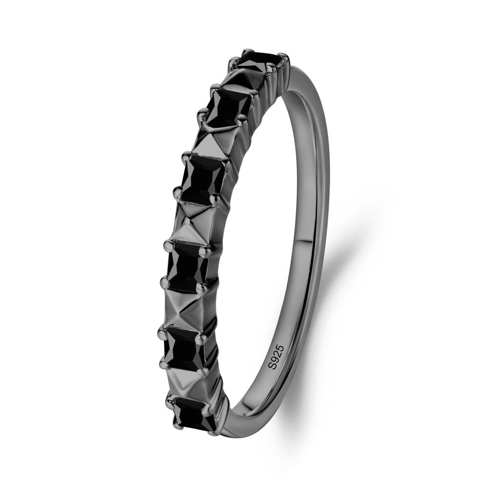 Princess Cut Black Spinel Anniversary Ring - LUO Jewelry #metal_black finish sterling silver