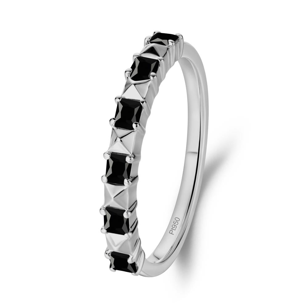 Princess Cut Black Spinel Anniversary Ring - LUO Jewelry #metal_platinum