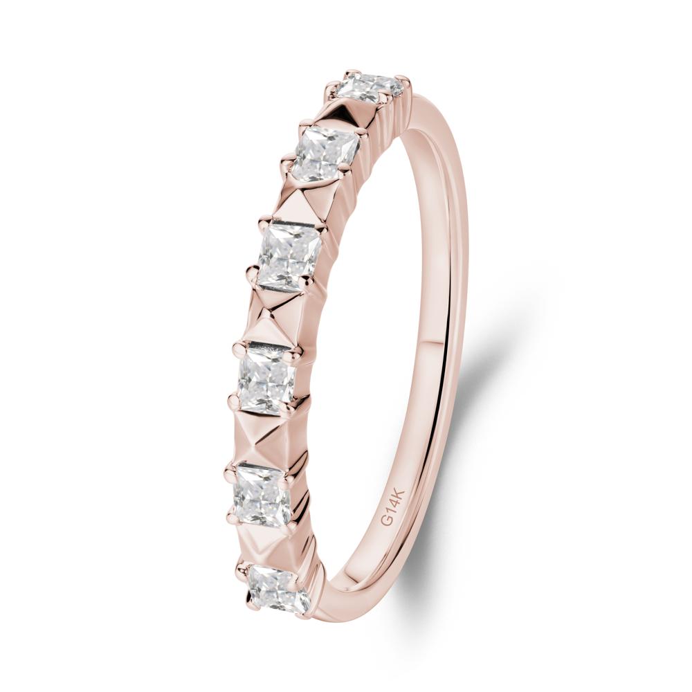 Princess Cut Cubic Zirconia Anniversary Ring - LUO Jewelry #metal_14k rose gold