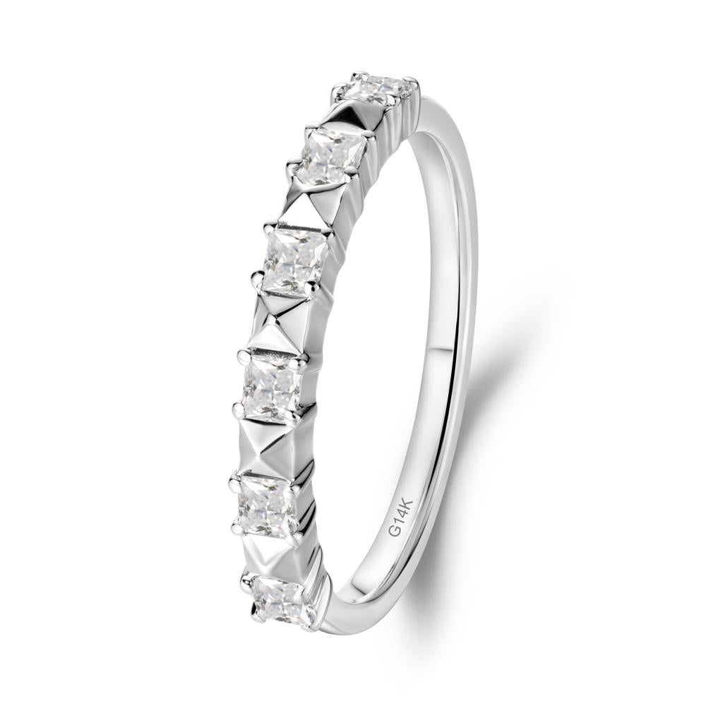 Princess Cut Cubic Zirconia Anniversary Ring - LUO Jewelry #metal_14k white gold