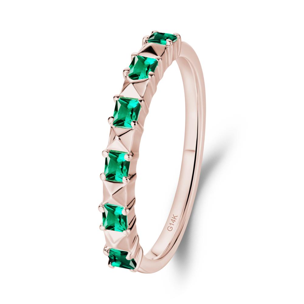 Princess Cut Emerald Stacking Ring - LUO Jewelry #metal_14k rose gold