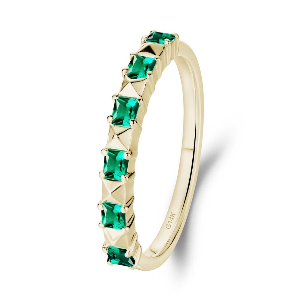 Princess Cut Emerald Stacking Ring - LUO Jewelry #metal_14k yellow gold