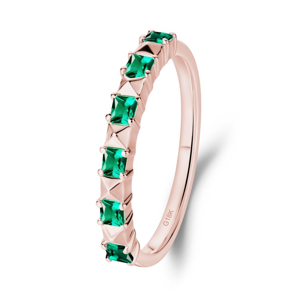Princess Cut Emerald Stacking Ring - LUO Jewelry #metal_18k rose gold