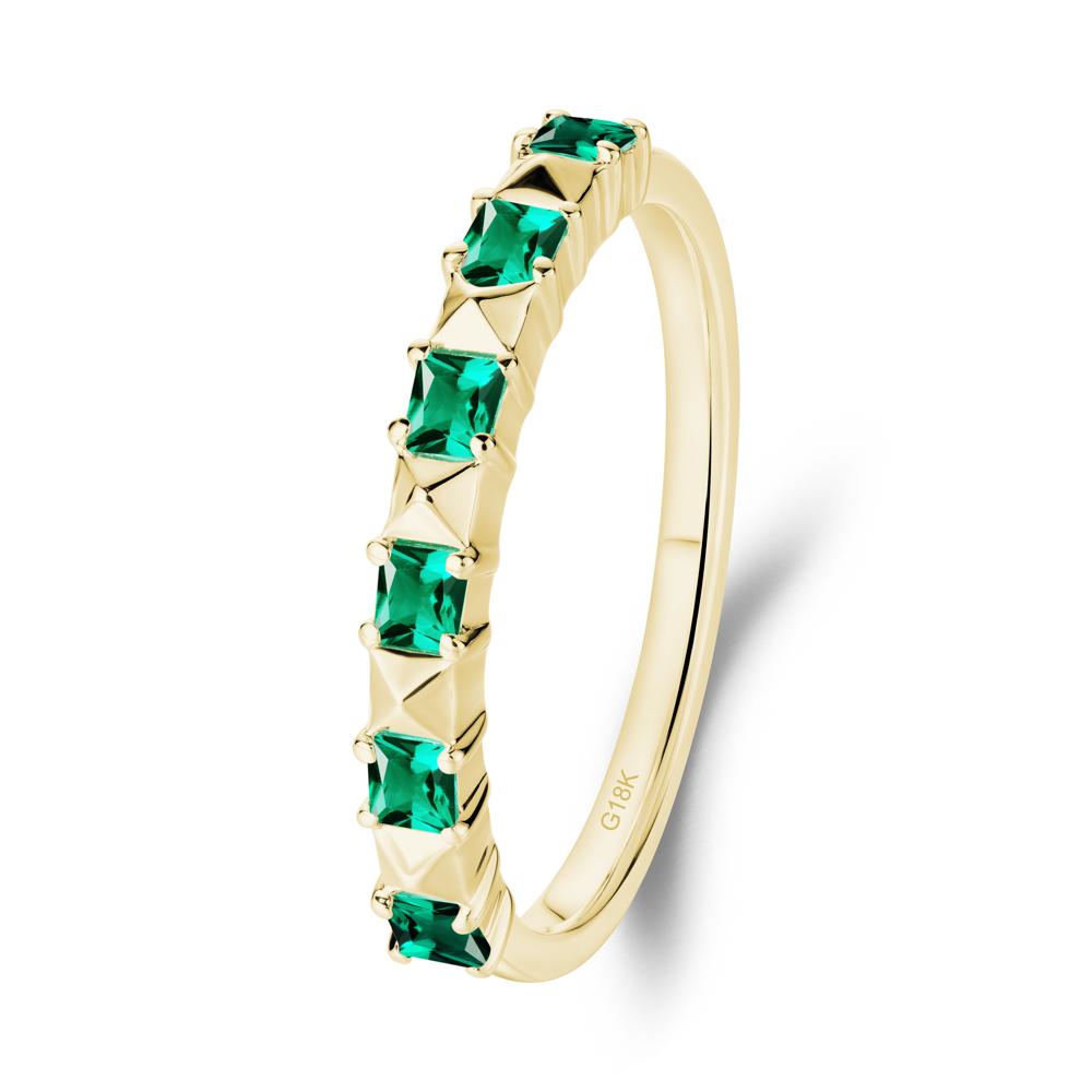 Princess Cut Emerald Stacking Ring - LUO Jewelry #metal_18k yellow gold