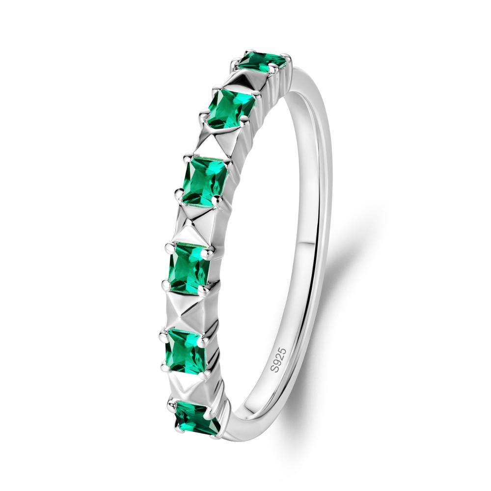 Princess Cut Emerald Stacking Ring - LUO Jewelry #metal_sterling silver