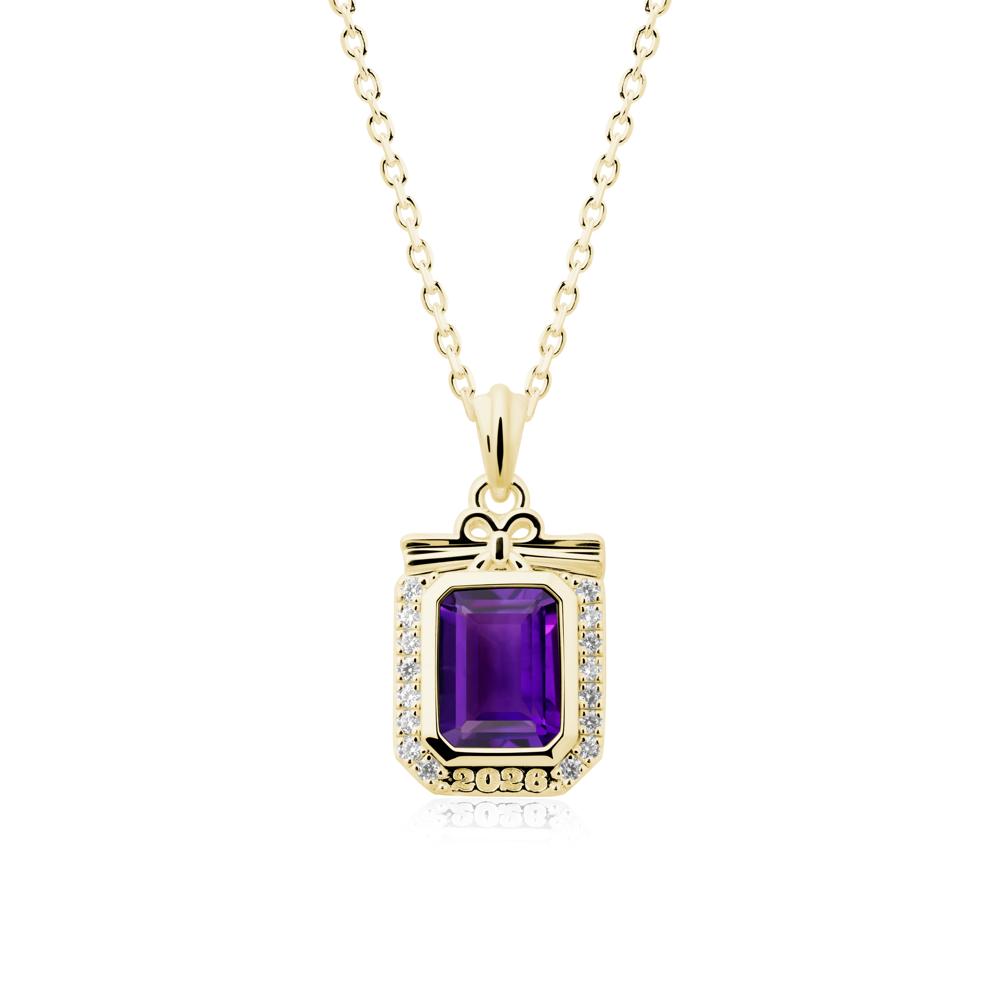 Graduation Halo Amethyst Necklace - LUO Jewelry #metal_18k yellow gold