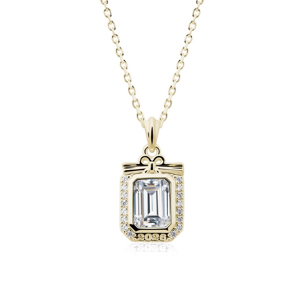 Graduation Halo Cubic Zirconia Necklace - LUO Jewelry #metal_14k yellow gold