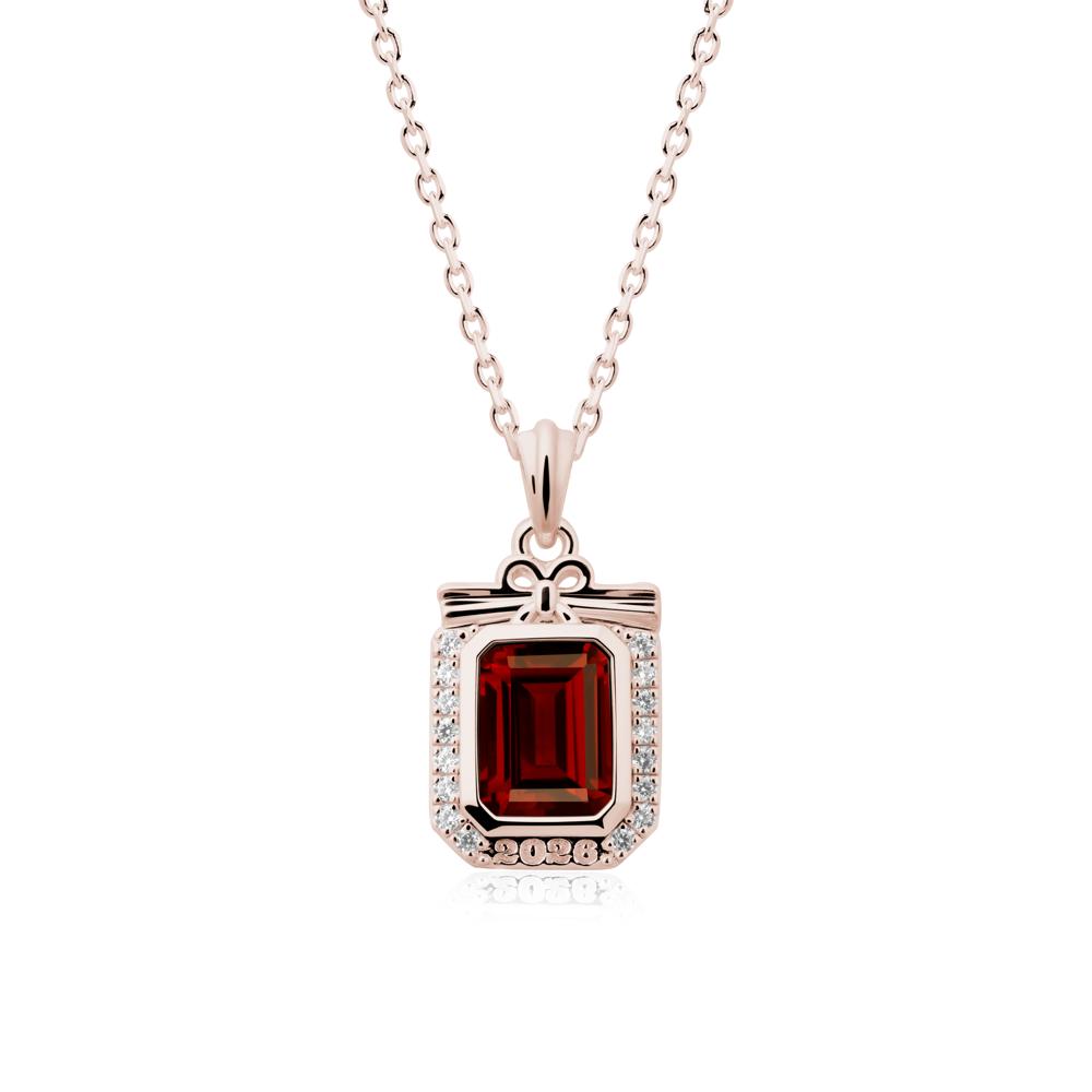 Personalized Graduation Garnet Halo Necklace - LUO Jewelry #metal_14k rose gold