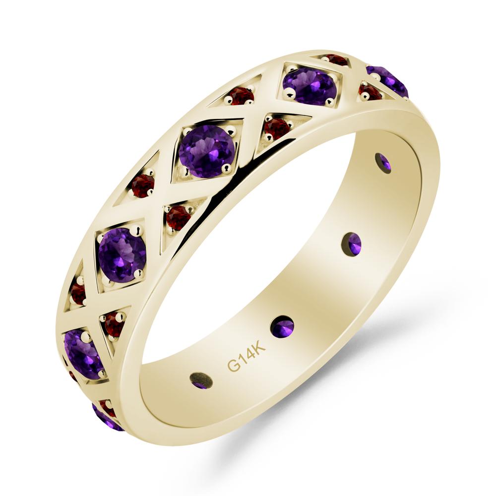 Amethyst and Garnet and Garnet Eternity Band Ring - LUO Jewelry #metal_14k yellow gold