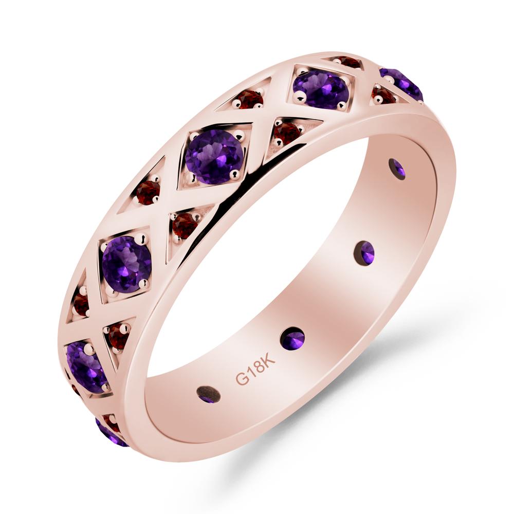Amethyst and Garnet and Garnet Eternity Band Ring - LUO Jewelry #metal_18k rose gold
