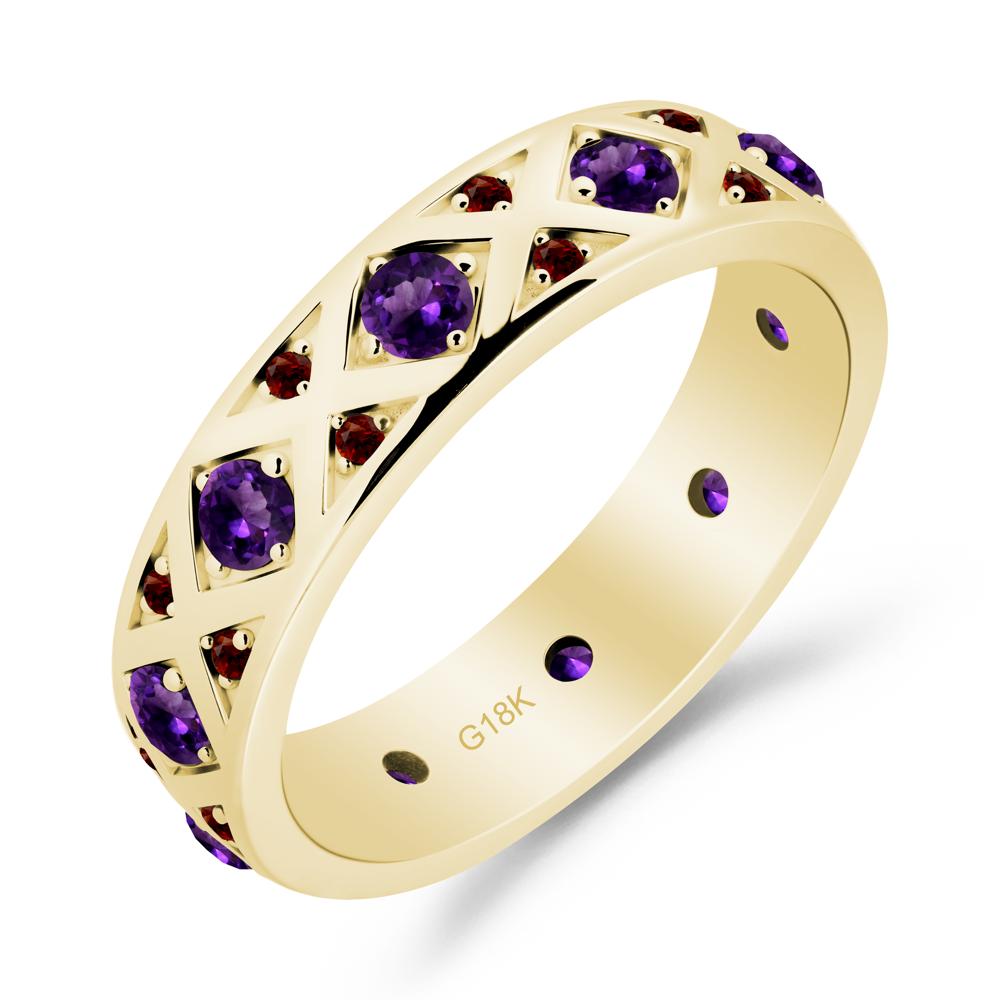 Amethyst and Garnet and Garnet Eternity Band Ring - LUO Jewelry #metal_18k yellow gold