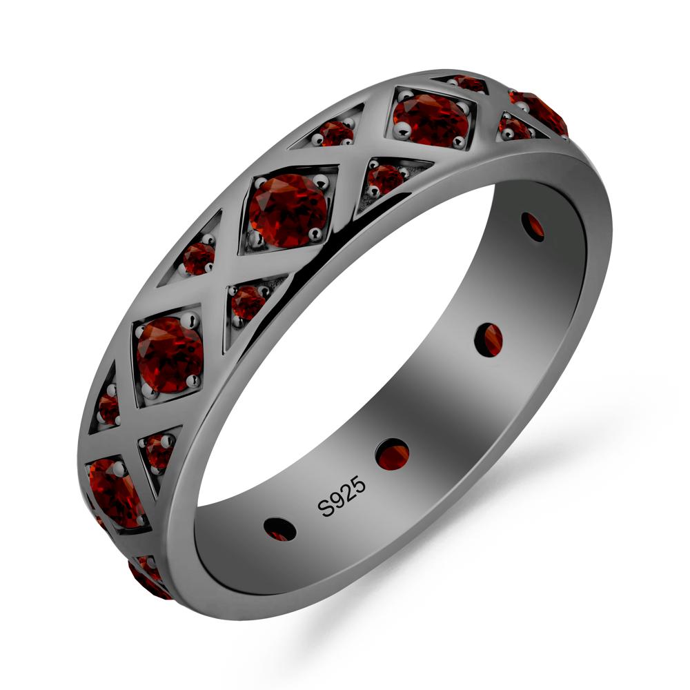 Garnet and Garnet Eternity Band Ring - LUO Jewelry #metal_black finish sterling silver