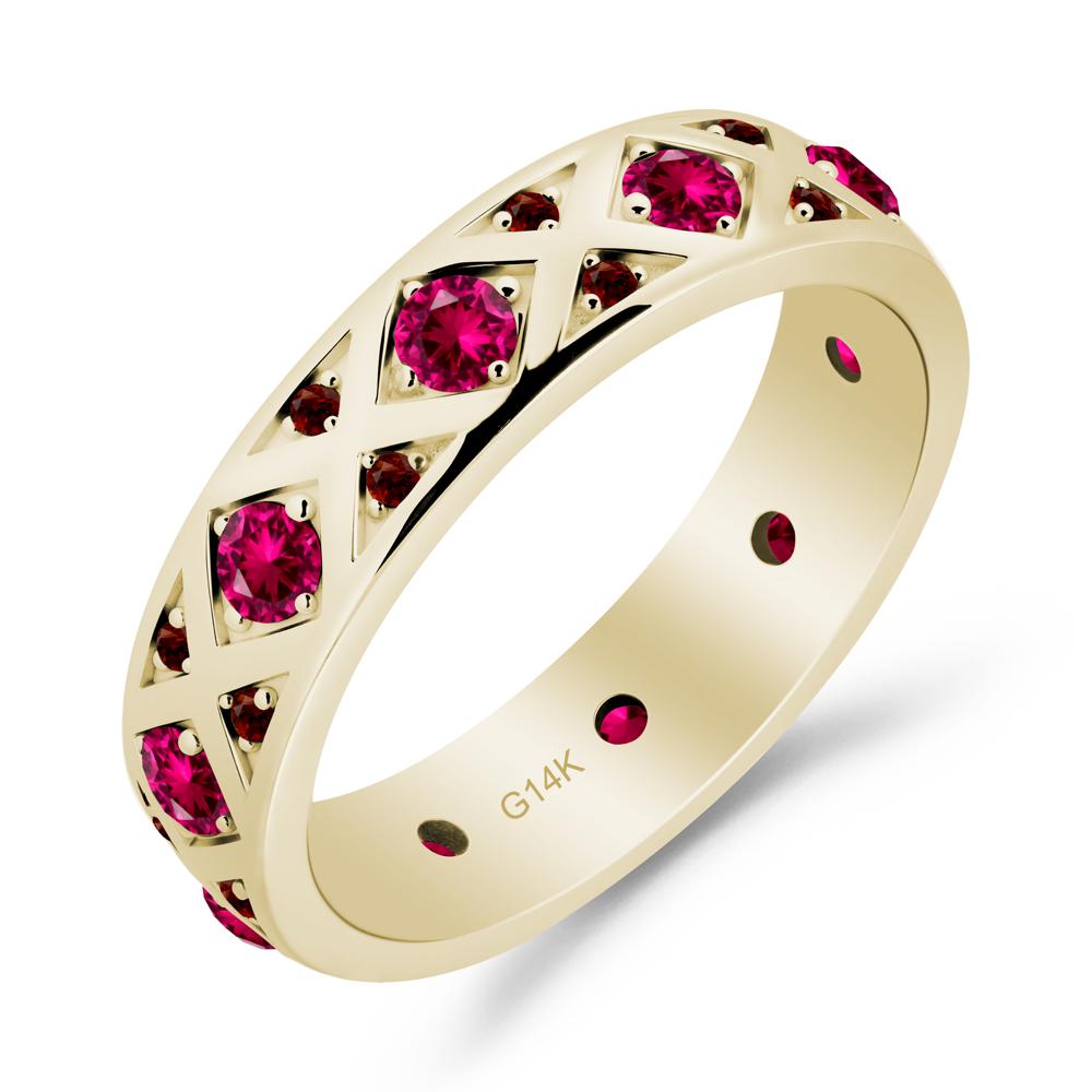 Round Ruby and Garnet and Garnet Statement Ring - LUO Jewelry #metal_14k yellow gold