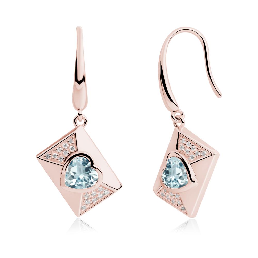Secret Admirer Aquamarine Envelope Fish Hook Earrings - LUO Jewelry #metal_18k rose gold