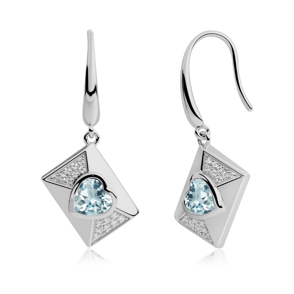 Secret Admirer Aquamarine Envelope Fish Hook Earrings - LUO Jewelry #metal_platinum