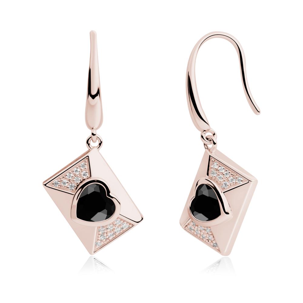 Secret Admirer Black Spinel Envelope Fish Hook Earrings - LUO Jewelry #metal_14k rose gold