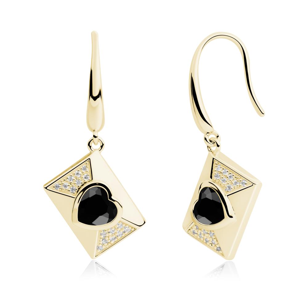 Secret Admirer Black Spinel Envelope Fish Hook Earrings - LUO Jewelry #metal_18k yellow gold
