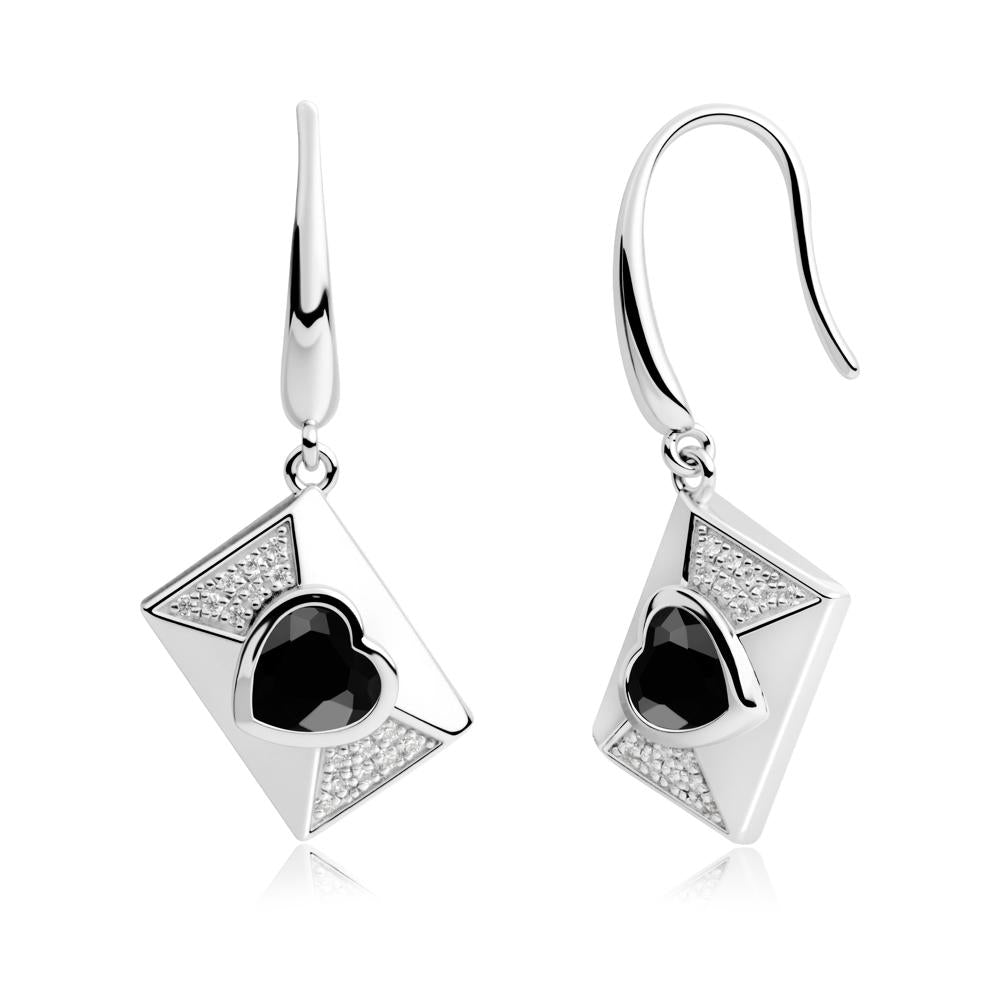 Secret Admirer Black Spinel Envelope Fish Hook Earrings - LUO Jewelry #metal_sterling silver