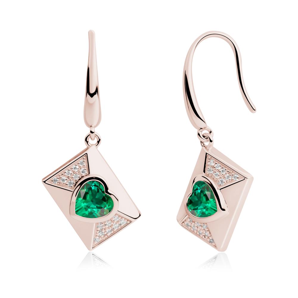 Secret Admirer Emerald Envelope Fish Hook Earrings - LUO Jewelry #metal_14k rose gold