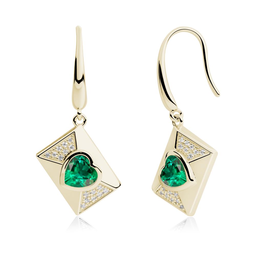 Secret Admirer Emerald Envelope Fish Hook Earrings - LUO Jewelry #metal_14k yellow gold