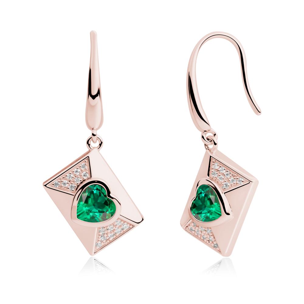 Secret Admirer Emerald Envelope Fish Hook Earrings - LUO Jewelry #metal_18k rose gold