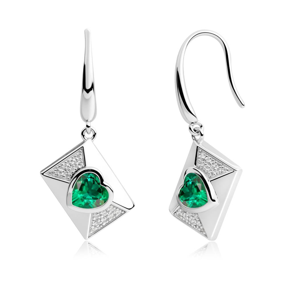 Secret Admirer Emerald Envelope Fish Hook Earrings - LUO Jewelry #metal_18k white gold