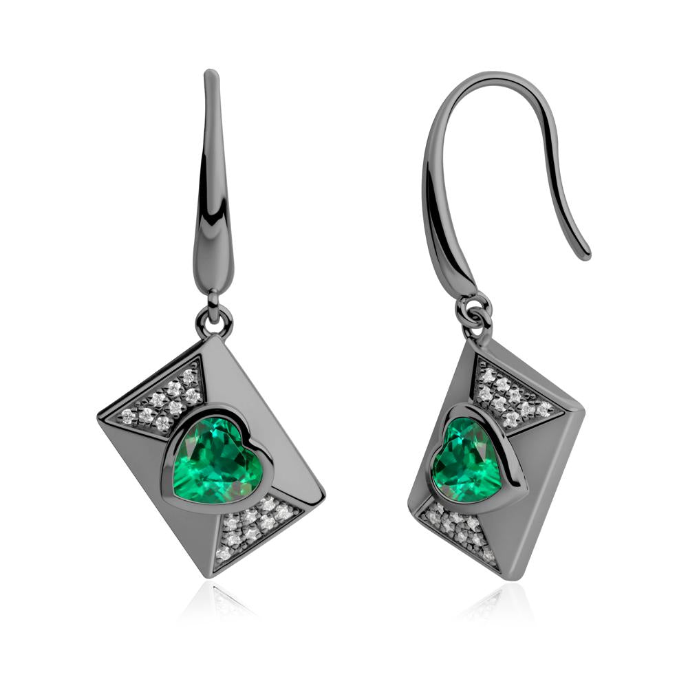 Secret Admirer Emerald Envelope Fish Hook Earrings - LUO Jewelry #metal_black finish sterling silver
