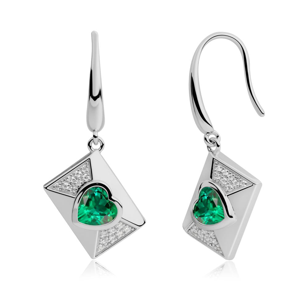 Secret Admirer Emerald Envelope Fish Hook Earrings - LUO Jewelry #metal_platinum