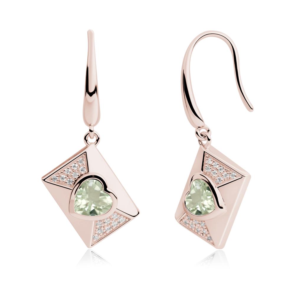 Secret Admirer Green Amethyst Envelope Fish Hook Earrings - LUO Jewelry #metal_14k rose gold
