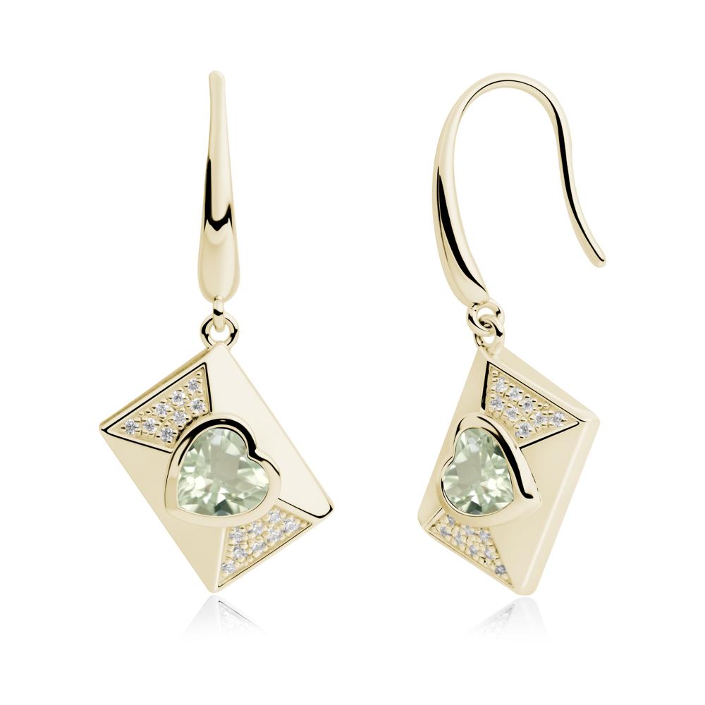 Secret Admirer Green Amethyst Envelope Fish Hook Earrings - LUO Jewelry #metal_14k yellow gold