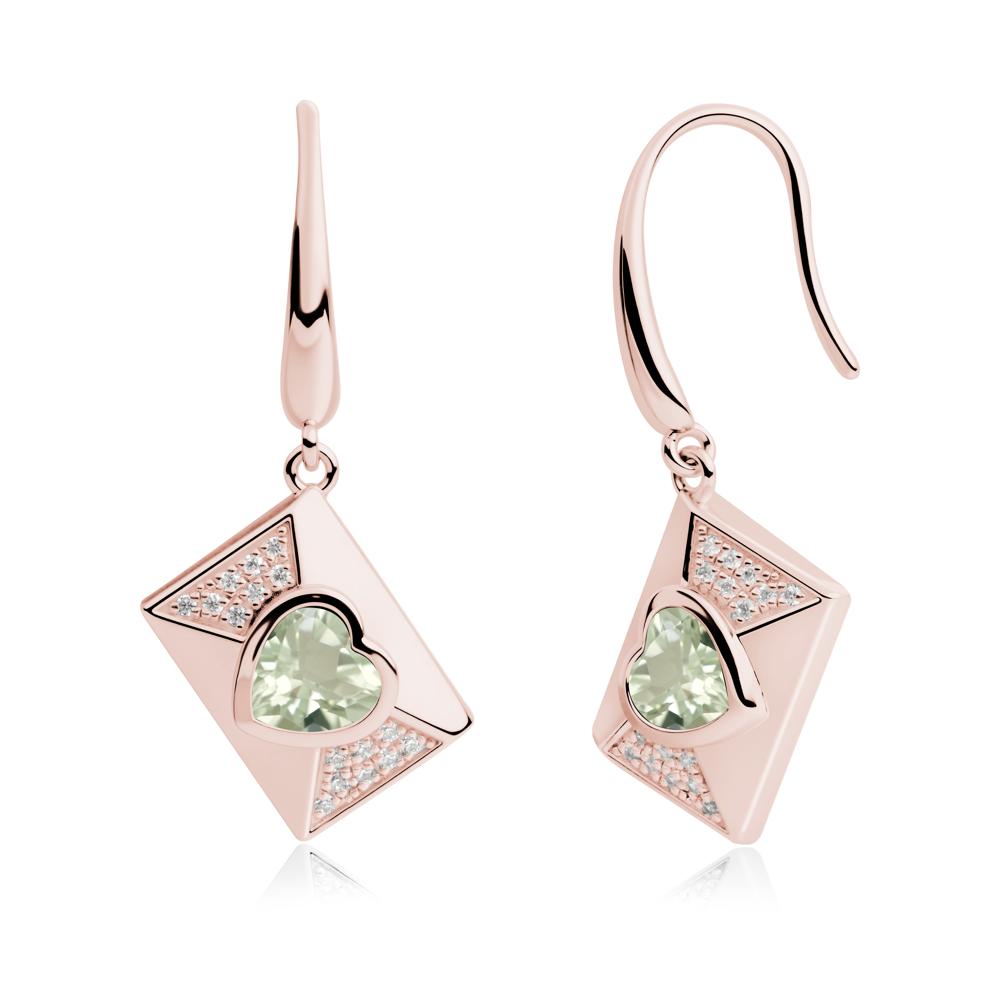 Secret Admirer Green Amethyst Envelope Fish Hook Earrings - LUO Jewelry #metal_18k rose gold