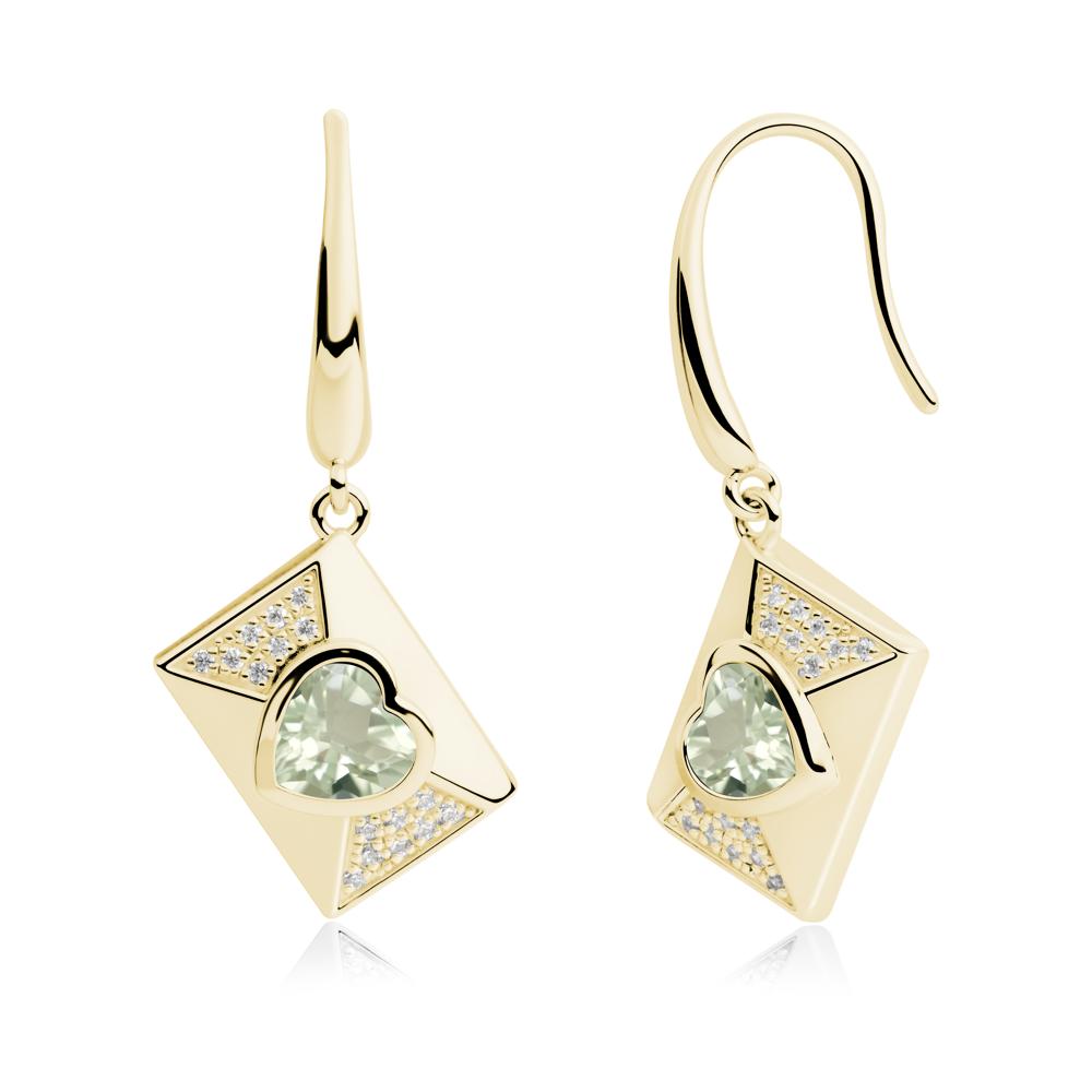 Secret Admirer Green Amethyst Envelope Fish Hook Earrings - LUO Jewelry #metal_18k yellow gold