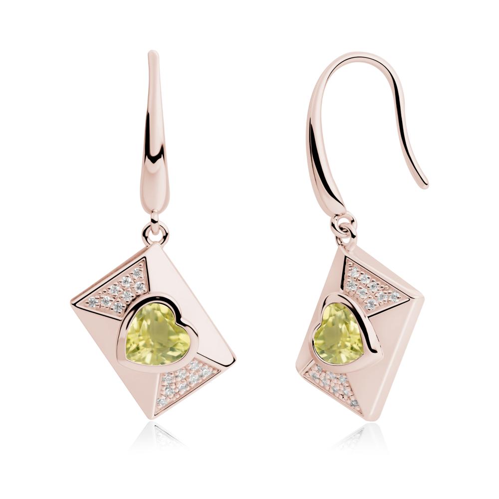 Secret Admirer Lemon Quartz Envelope Fish Hook Earrings - LUO Jewelry #metal_14k rose gold